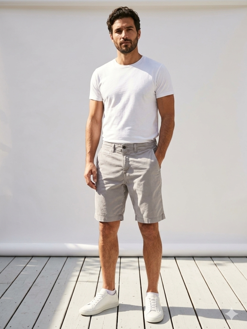 American Eagle Outfitters Light Gray Flat Front Chino Shorts